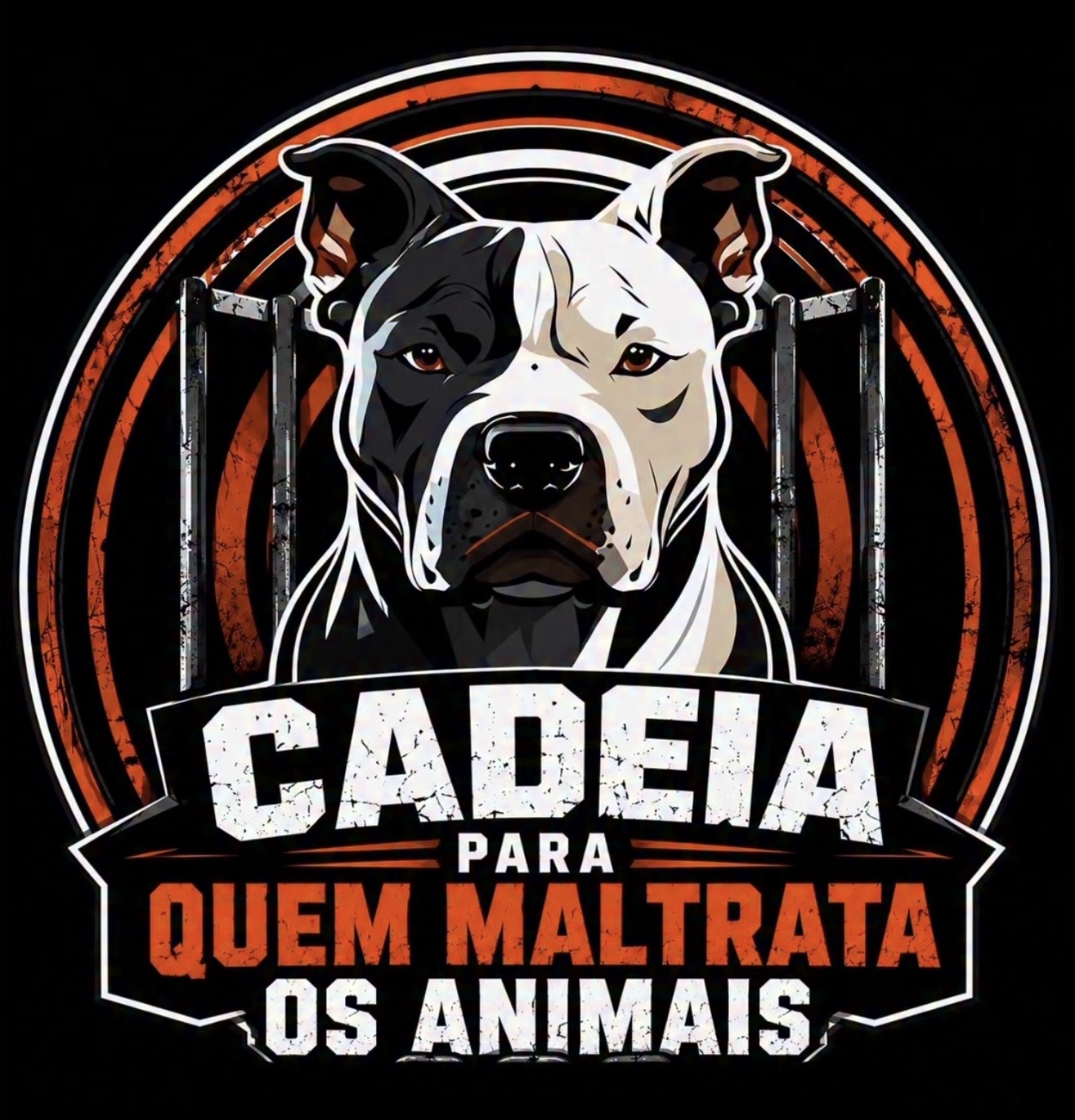 Logo do movimento Cadeia para quem maltrata os animais: um cão atrás de grades.
